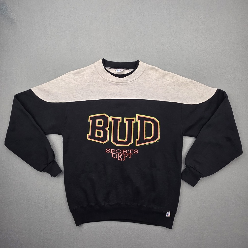 Vintage Russell Athletic Sweatshirt Mens Large Anheuser BUD Sports Dept Made USA